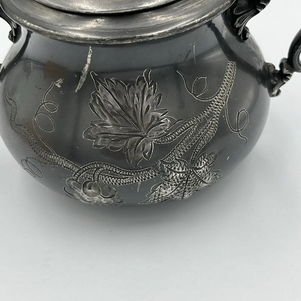 Vintage Homan Company Silver-plated Creamer and Covered Sugar Bowl Set High Tea